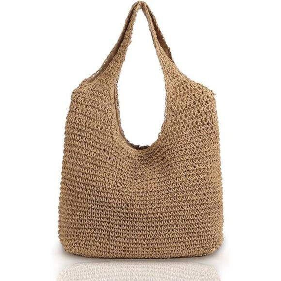 Hand-woven Soft Large Straw Shoulder Bag Boho Straw Handle Tote Retro Summer - Picture 7 of 7